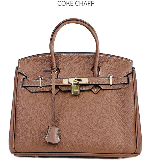 Platinum Lychee Cowhide Handbag