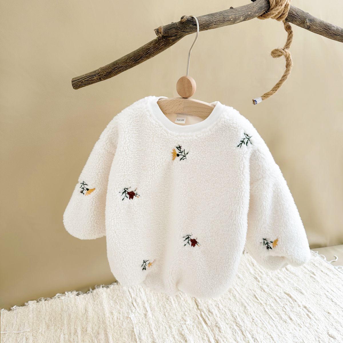 Floral Lamb Wool Baby Girl Jumpsuit