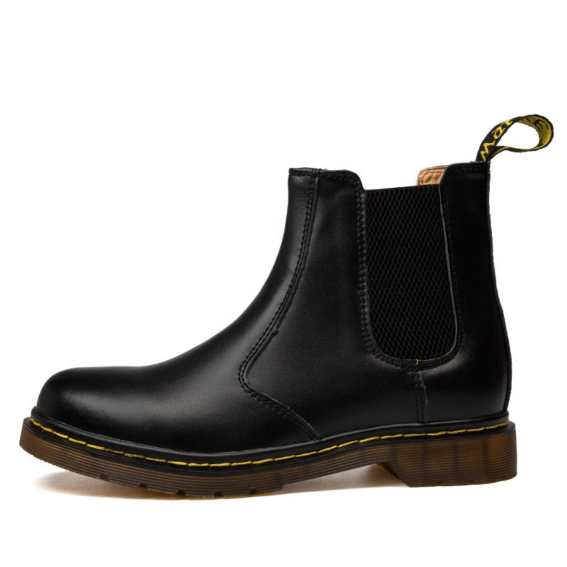Autumn Chic Thick-Heeled Leather Martin Boots