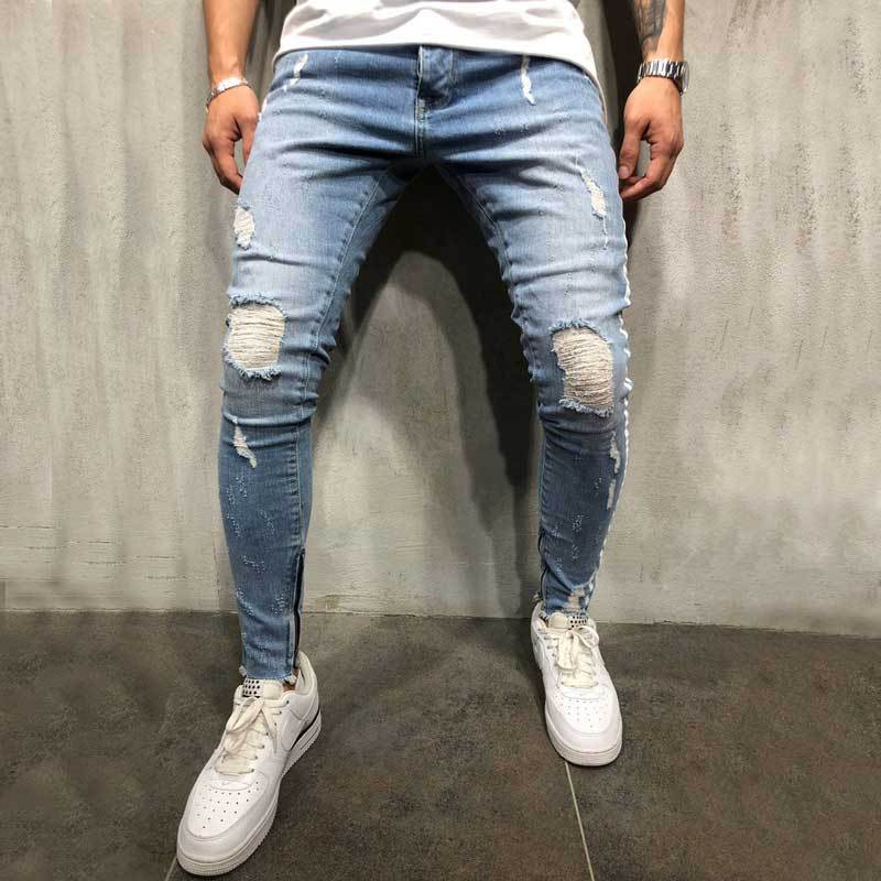 Men's Knee Hole Stretch Jeans