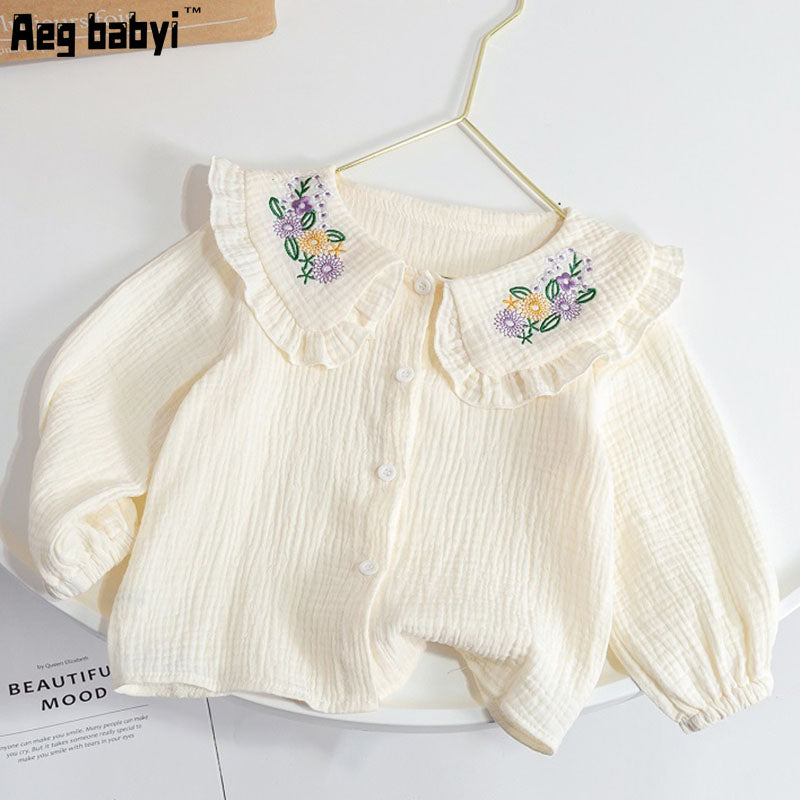 Chic Embroidered Toddler Girl's Cotton Shirt