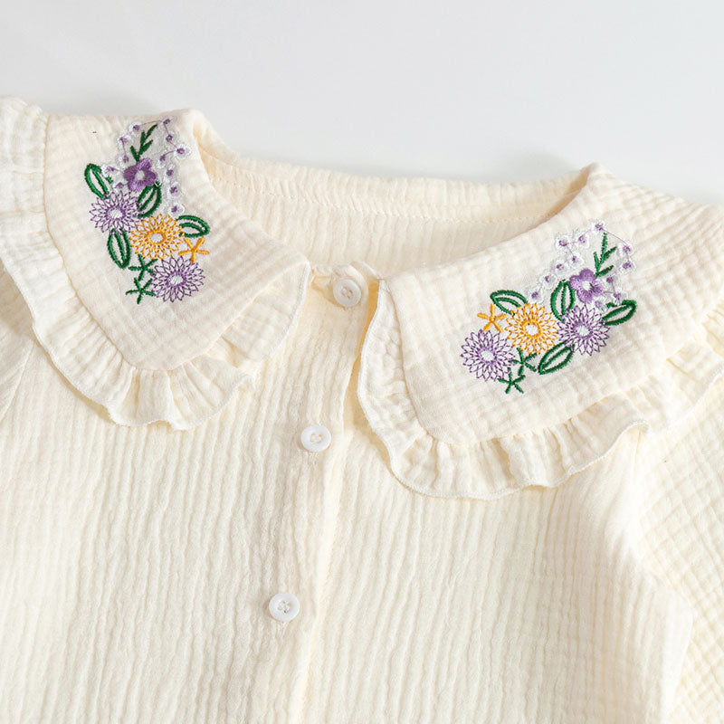 Chic Embroidered Toddler Girl's Cotton Shirt