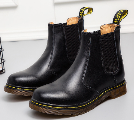 Autumn Chic Thick-Heeled Leather Martin Boots