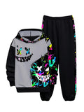 Graphic Hoodie & Jogger Set for Boys - Black 10Y