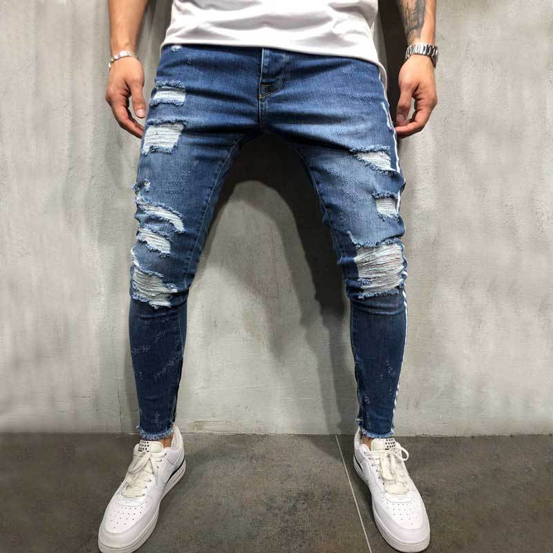 Men's Knee Hole Stretch Jeans