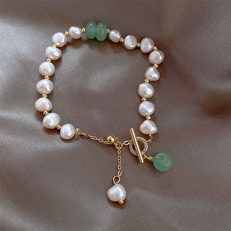 Pearl Emerald Geometric Bracelet