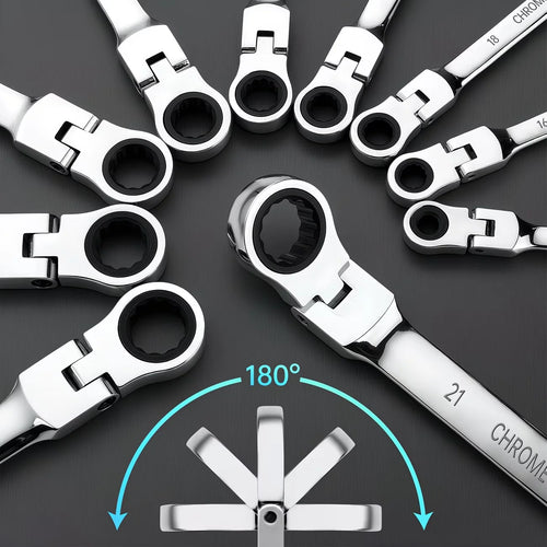 72-Tooth 8-19mm Ratchet Wrench Set Metric, Multi-Function for Garage Home DIY Repair Maintenance Ideal Party Gift