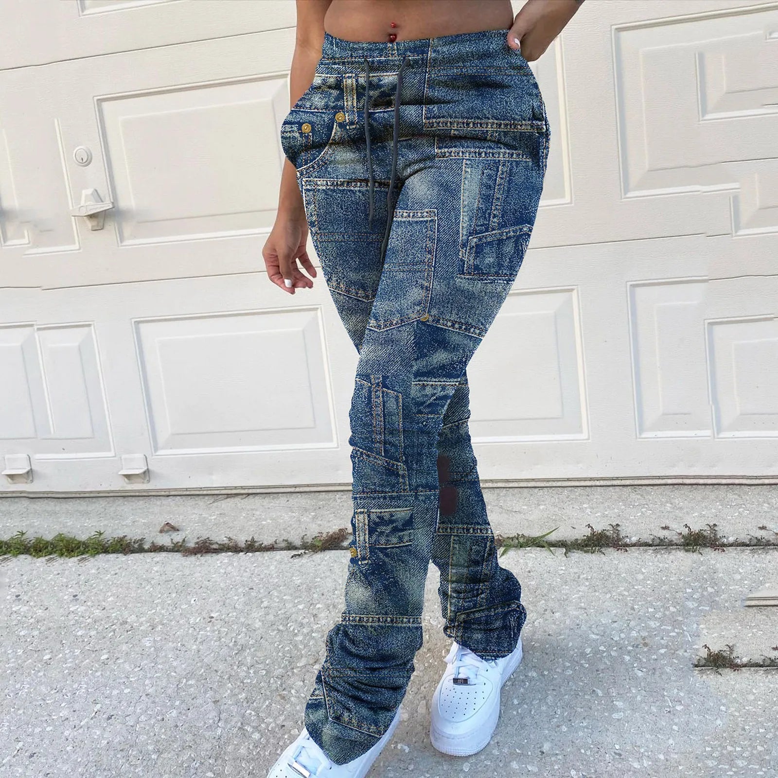 Cargo Pants Women Plus Size Casual Jeans Print