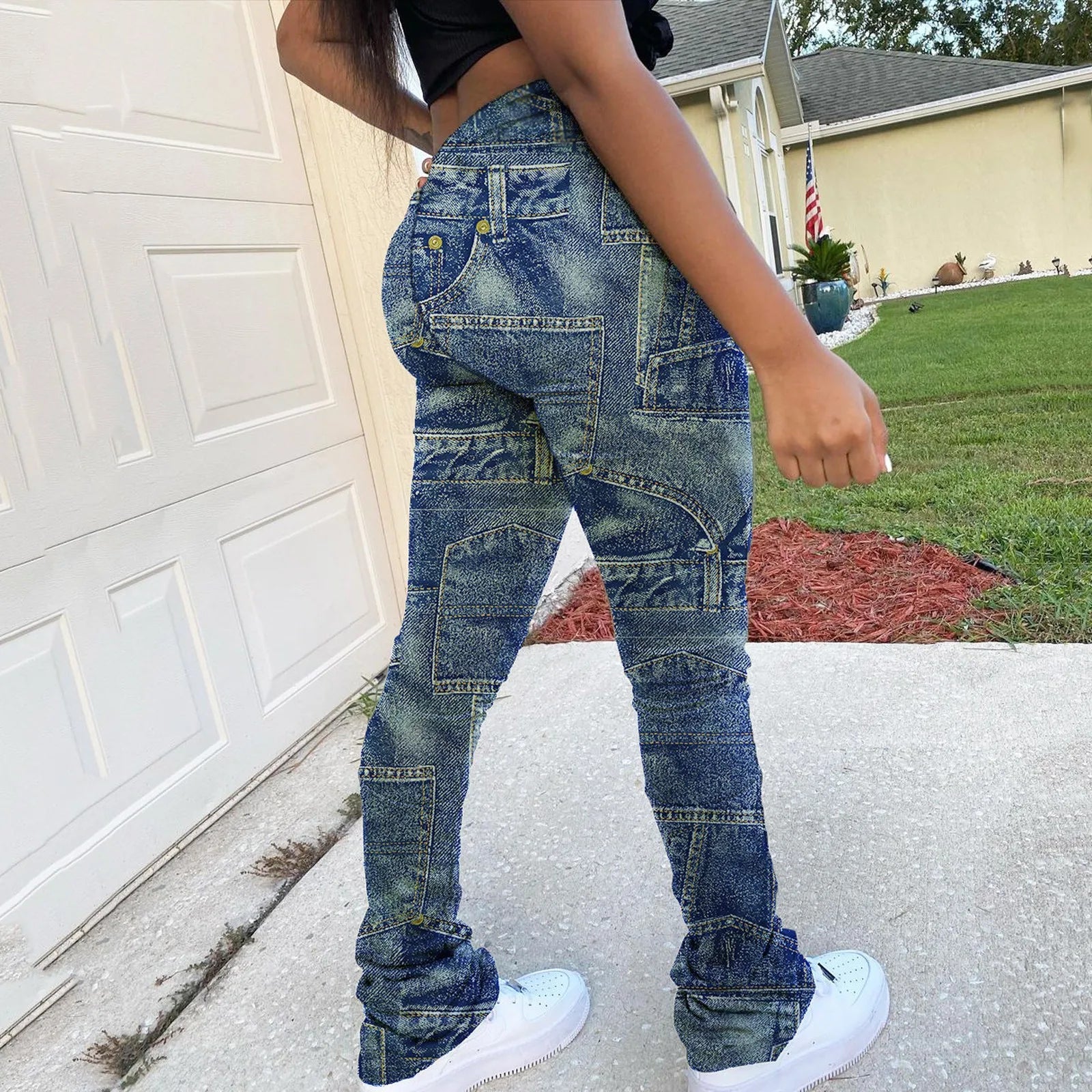 Cargo Pants Women Plus Size Casual Jeans Print