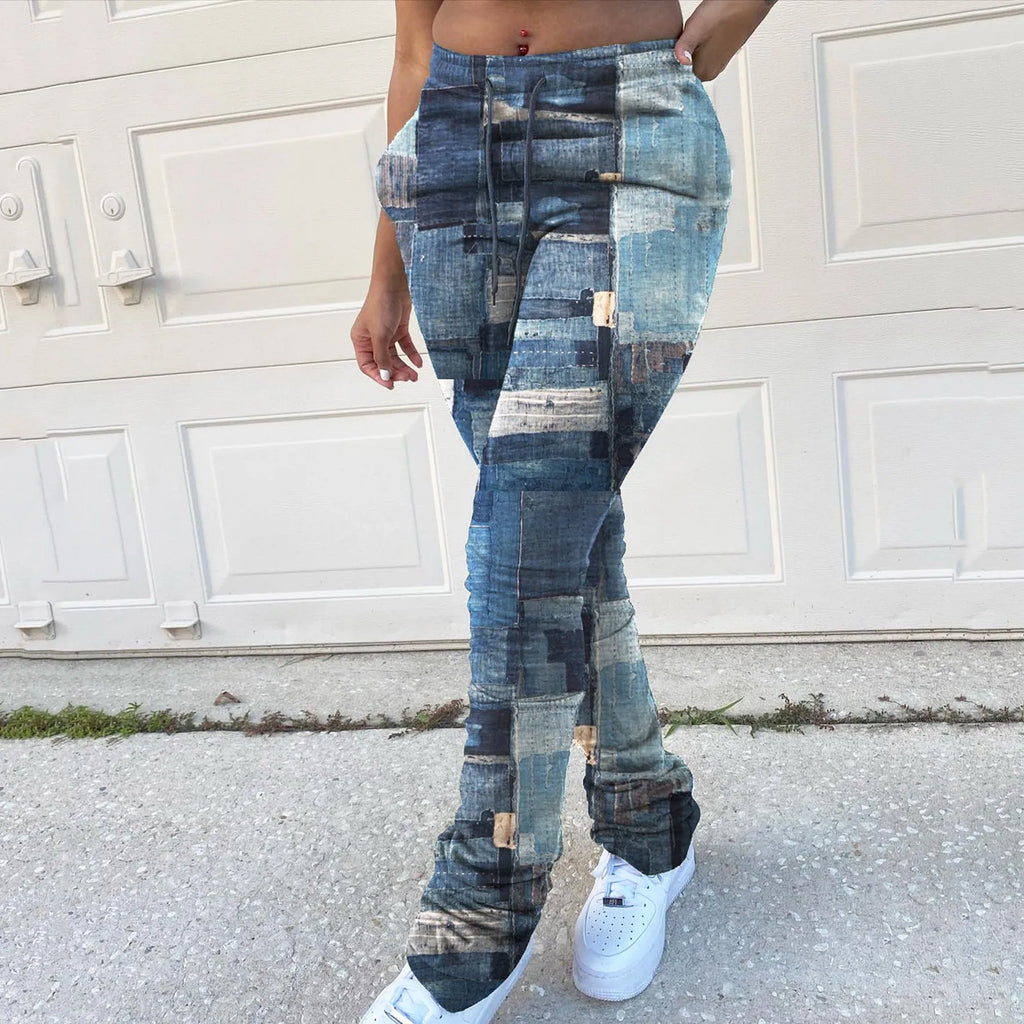 Cargo Pants Women Plus Size Casual Jeans Print
