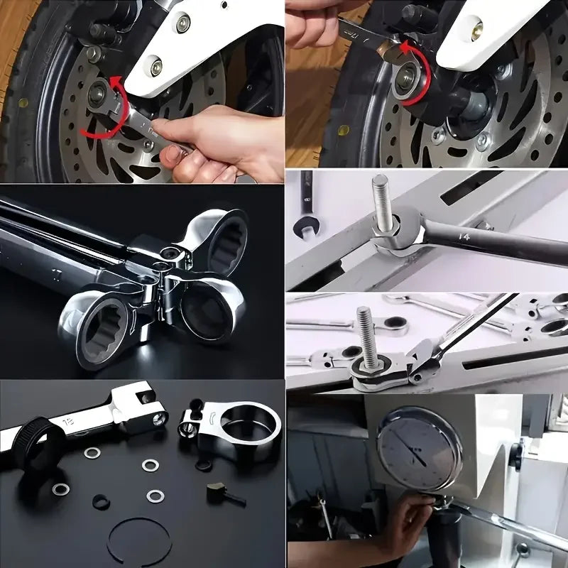 72-Tooth 8-19mm Ratchet Wrench Set Metric, Multi-Function for Garage Home DIY Repair Maintenance Ideal Party Gift