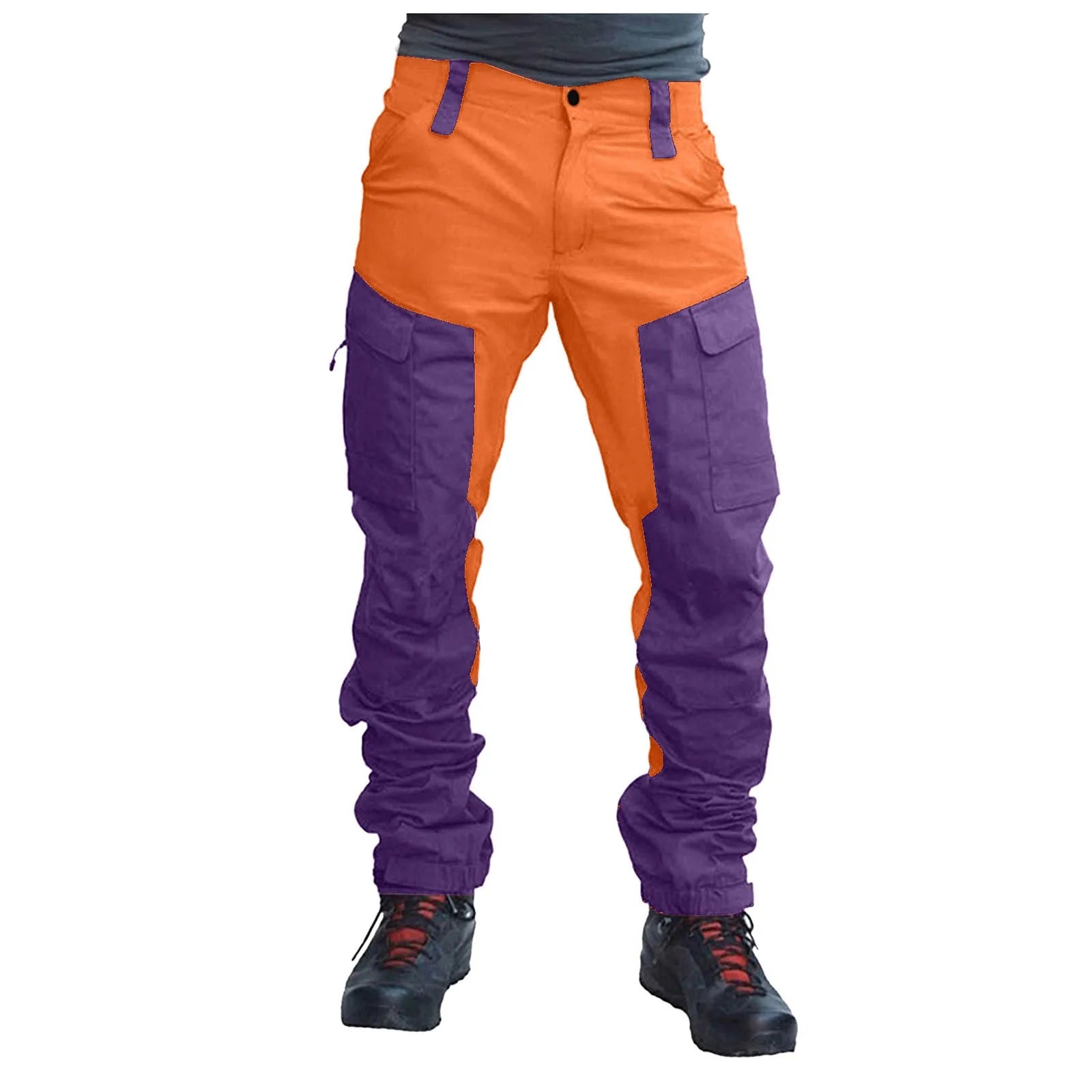 Men'S Cargo Pants Two Tone Patchwork Casual