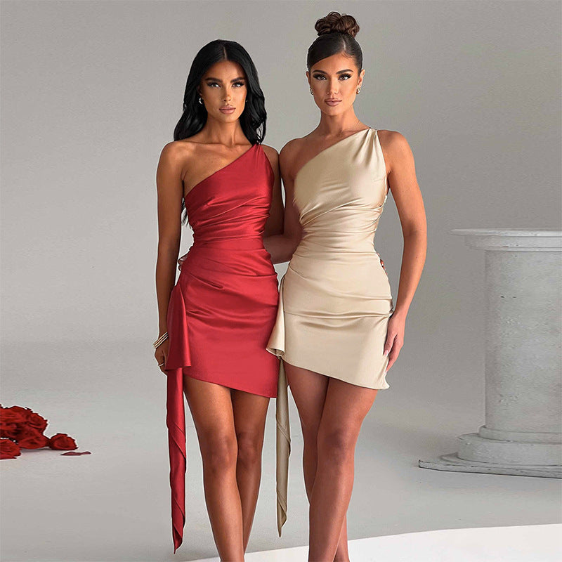 Chic One-Shoulder Party Mini Dress