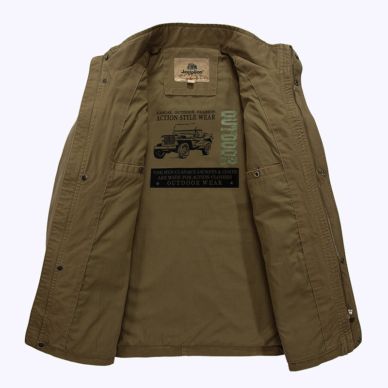 Men's Spring/Fall Mid-Length Cotton Coat