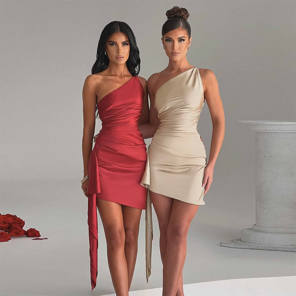 Chic One-Shoulder Party Mini Dress